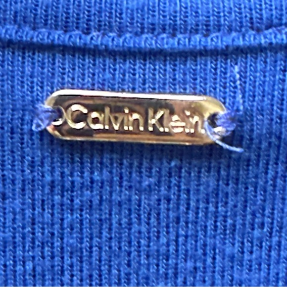 Calvin Klein Royal Blue Long Sleeve Stretch Knit Top Women’s Small Classic Tee - Picture 4 of 9